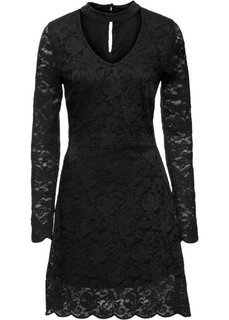 Трикотажное платье с кружевом и чокером (черный) Bonprix