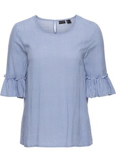 Полосатая блузка с рукавами-колокольчиками (нежно-голубой/белый в полоску) Bonprix