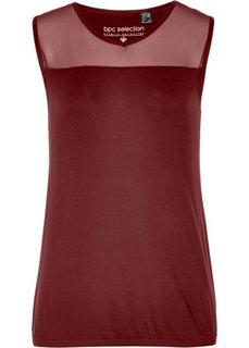 Топ с сетчатой отделкой (красный каштан) Bonprix