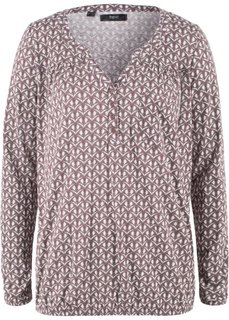 Трикотажная блузка с длинным рукавом (бурый с узором) Bonprix