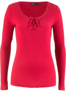Футболка из трикотажа резинка на шнуровке (красный) Bonprix