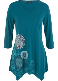 Футболка с рукавами 3/4 (серо-синий с рисунком) Bonprix
