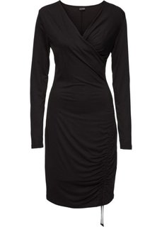 Трикотажное платье с драпировкой (черный) Bonprix