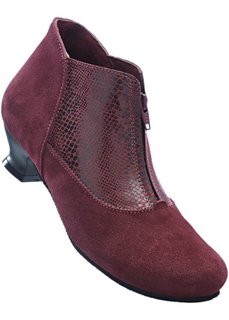Удобные кожаные полусапожки (бордовый/змеиный рисунок) Bonprix