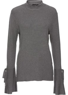 Пуловер с расклешенными рукавами (серый) Bonprix