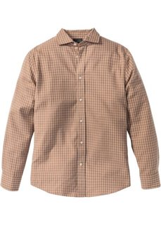 Фланелевая клетчатая рубашка Regular Fit (светло-коричневый в клетку) Bonprix