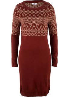Вязаное платье (красный каштан/серо-коричневый с узором) Bonprix