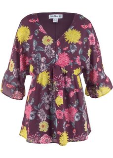 Блуза с длинным рукавом дизайна Maite Kelly (кленово-красный в цветочек) Bonprix