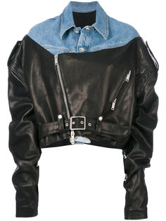 байкерская куртка с контрастной джинсовой вставкой  Unravel Project