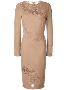 fitted dress with floral embroidered insets Ermanno Scervino