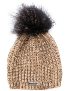 knit raccoon fur pom pom beanie Norton