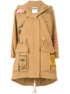 patch print hooded parka Moschino