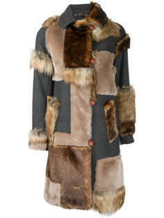 faux fur patch coat Kolor