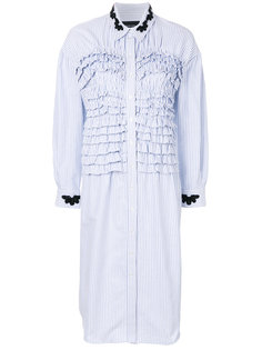 striped shirt dress with beaded embellishment and ruffles Simone Rocha