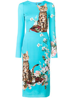 платье с принтом кошек Dolce &amp; Gabbana