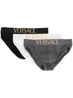 комплект трусов с логотипом на поясе Versace