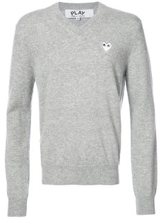 v-neck pullover with white heart Comme Des Garçons Play