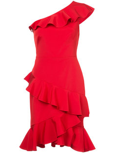 one shoulder ruffle dress Marchesa Notte