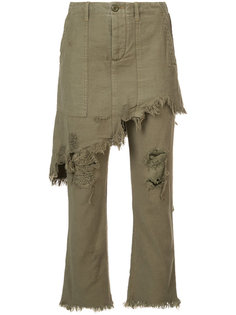distressed jeans with skirt overlay R13