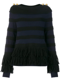 fringed stripe jumper Sacai