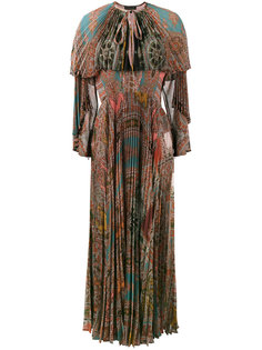 плиссированное платье с длинными рукавами с принтом Etro
