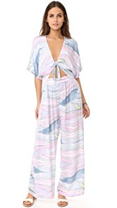 Mara Hoffman Crinkle Crepe Tie Front Jumpsuit