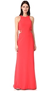 Halston Heritage Round Neck Gown with Back Cutout