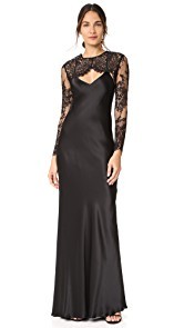 Michelle Mason Bias Maxi Gown with Lace Shrug