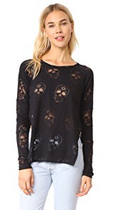 Terez Long Sleeve Boxy Burnout Top