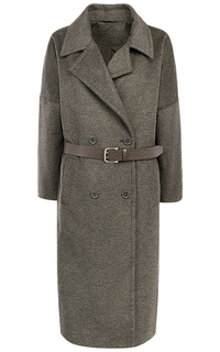 Полушерстяное пальто-халат с поясом из экокожи La Reine Blanche