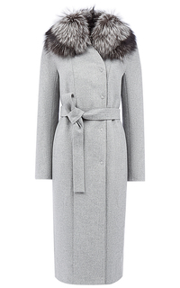 Утепленное шерстяное пальто на мембране RAFT PRO с отделкой мехом лисы Pompa