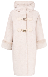 Полушерстяное пальто с декором из меха кролика La Reine Blanche