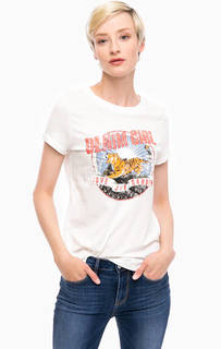 Белая футболка с ярким принтом Tom Tailor Denim