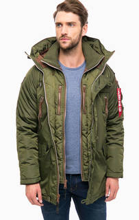 Куртка цвета хаки с ветрозащитной планкой Alpha Industries