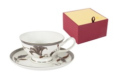 Чашка с блюдцем "Серебряный лист" Emerald