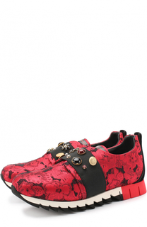 Текстильные кроссовки с эластичной вставкой и декором Dolce &amp; Gabbana