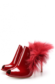 Лаковые мюли Benton с меховой отделкой Gianvito Rossi