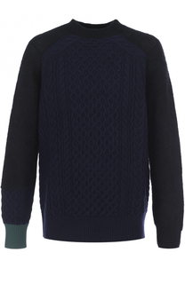 Шерстяной свитер с контрастной вставкой Sacai