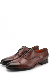 Кожаные оксфорды с брогированием Santoni