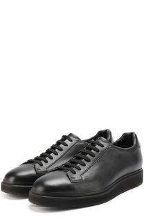 Кожаные кеды на шнуровке Santoni