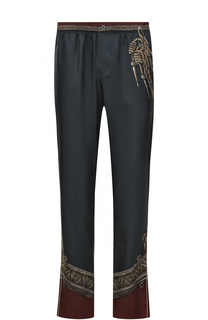 Шелковые брюки прямого кроя с принтом Dolce &amp; Gabbana