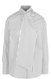 Хлопковая блуза в полоску с воротником аскот MSGM