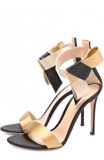 Атласные босоножки Geisha с бантом Gianvito Rossi
