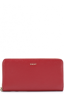 Кожаный кошелек на молнии с логотипом бренда DKNY