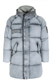 Стеганый пуховик на молнии с капюшоном Stone Island