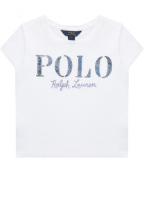 Хлопковая футболка с вышивкой и аппликациями Polo Ralph Lauren