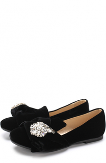 Бархатные слиперы с бантом и декором в виде звезды из кристаллов No. 21