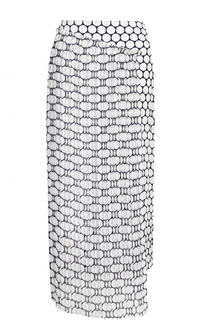 Шелковая юбка-карандаш с принтом и плиссированной вставкой Diane Von Furstenberg