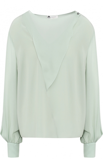 Шелковая блуза свободного кроя с круглым вырезом Lanvin