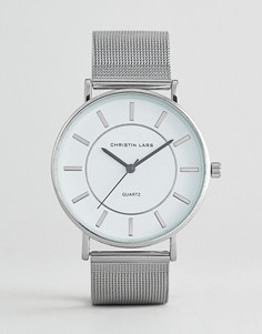 Серебристые часы с круглым белым циферблатом Christin Lars - Серебряный